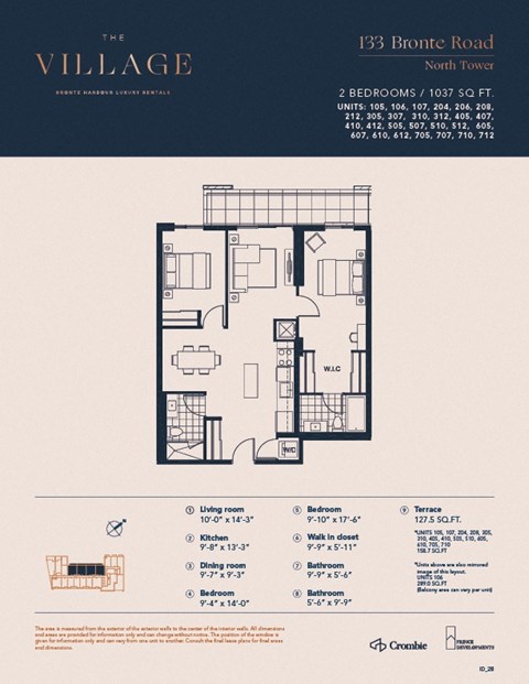 2B Floor Plan at The Village, Oakville, L6L 0H1